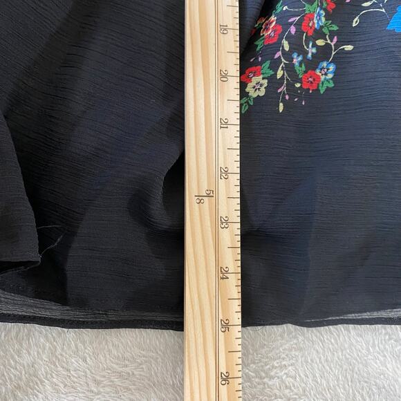 Studio 1940‎ Dark Floral Blouse Women L Black Red Smocked Cottagecore Whimsigoth - Picture 9 of 9